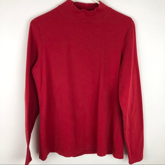 croft & barrow Tops - Croft & Barrow Red Cotton Classic Tee Long Sleeve Turtleneck Shirt
